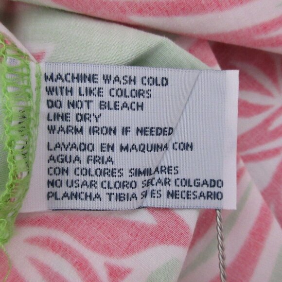 IZOD Stretch Blouse Sz Petite Large Button Front Hawaiian Tropical Print Cruise - Picture 8 of 9